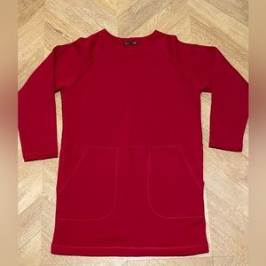 Zara Red Sweatshirt Dress W/ Front Pockets